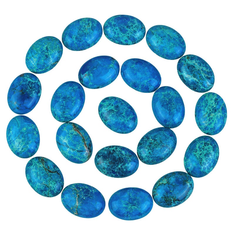 SUNYIK Sea Blue Oval Stone Cabochons Flatback Semi-precious CAB for Jewelry Making,Sea Sediment Jasper,22x30mm Pack of 10 - Image 5